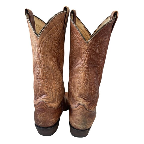 Vintage Tony Lama Cowboy Boots Size 9.5B Distressed Leather Western Riding Ranch - Picture 11 of 16